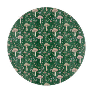 Ronde donkere bos smaragd paddenstoelen juweeltoon snijplank