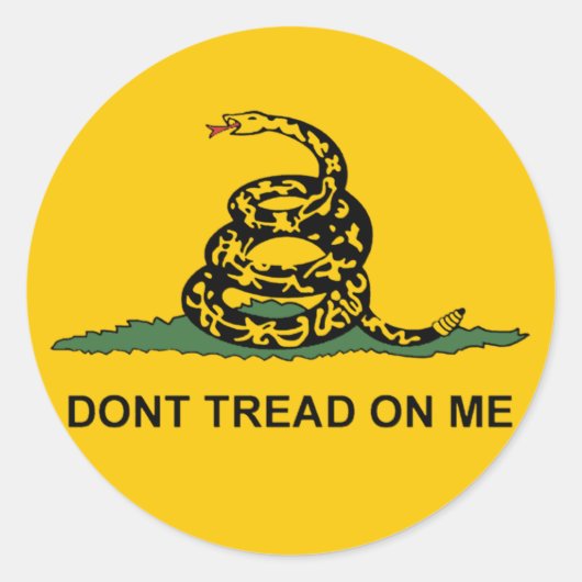 Ronde Dont Tread op Me Sticker -gadsden theefeest (Voorkant)