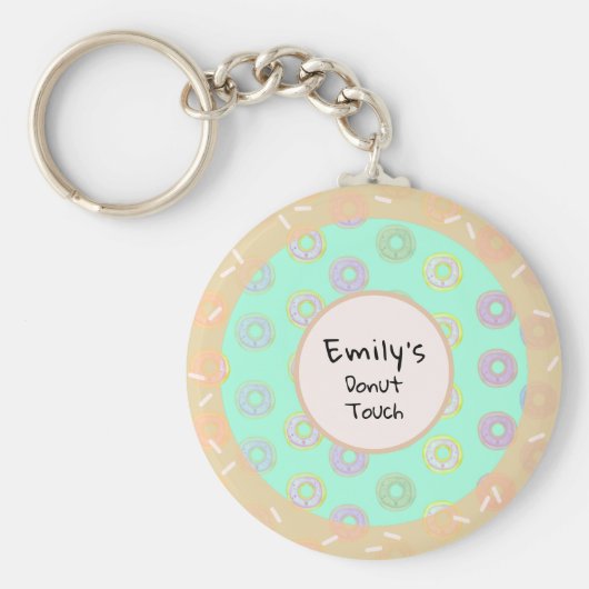 Ronde Donut Touch Mint Green Sleutelhanger (Voorkant)