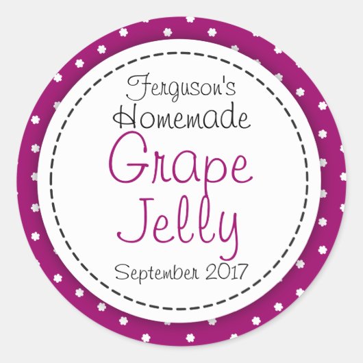 Ronde Druivengelei/jam paarse potje voedseletiket Ronde Sticker (Voorkant)