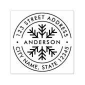 Ronde dubbele grens Snowflake Return-adres Zelfinktende Stempel (Design)