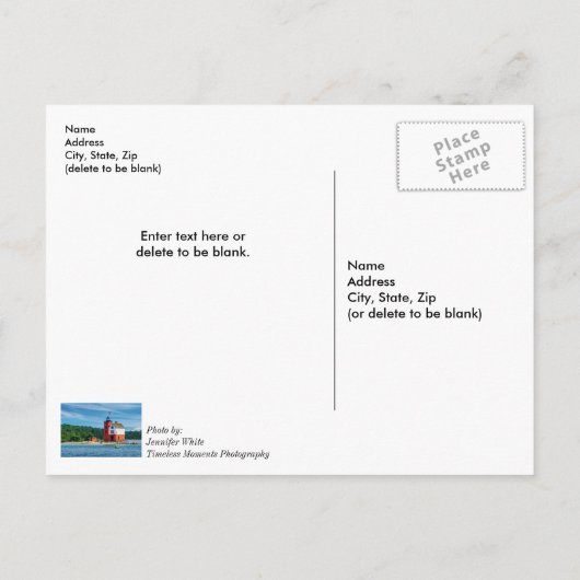 Ronde eilandvuurtoren denken aan je Briefkaart (Achterkant)