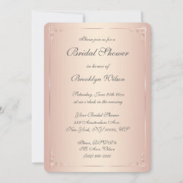 Ronde Elegant Blush Bridal Shower Invitations Kaart