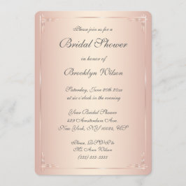 Ronde Elegant Blush Bridal Shower Invitations Kaart