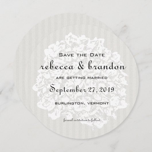 Ronde Elegant sparen-de-Datum Mededelingen van de  Save The Date (Voorkant / Achterkant)