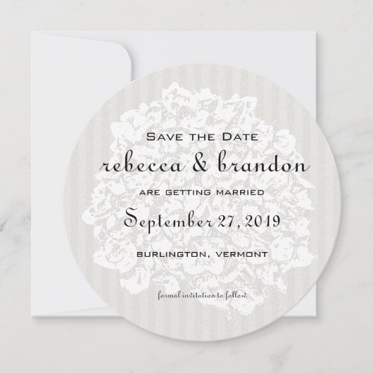 Ronde Elegant sparen-de-Datum Mededelingen van de  Save The Date (Voorkant)