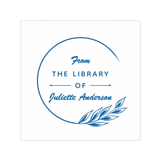 Ronde Elegante Bladeren Aangepaste Bibliotheekboek Zelfinktende Stempel (Design)