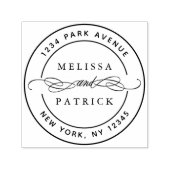 Ronde Elegante Bruiloft Retouradres Zelfinktende Stempel (Design)