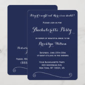 Ronde Elegante Navy Blauwe Bachelorette Feest Uitn Kaart (Voorkant / Achterkant)