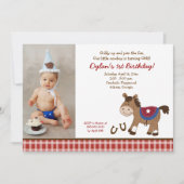 Ronde 'Em Up Horse Photo Birthday Invitation 5x7 Kaart (Voorkant)