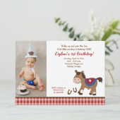 Ronde 'Em Up Horse Photo Birthday Invitation 5x7 Kaart (Staand voorkant)