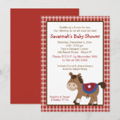 Ronde Em Up Western Horse Baby shower Invitation Kaart (Voorkant / Achterkant)