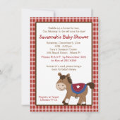 Ronde Em Up Western Horse Baby shower Invitation Kaart (Voorkant)