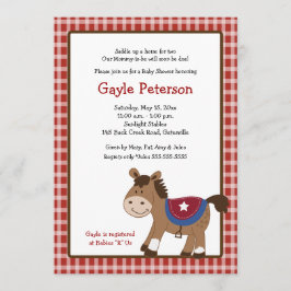 Ronde 'Em Up Western Horse Baby shower Invitation Kaart