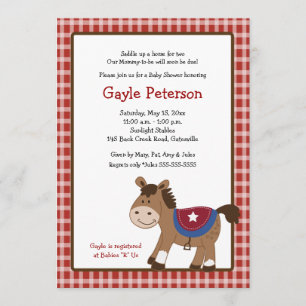 Ronde 'Em Up Western Horse Baby shower Invitation Kaart