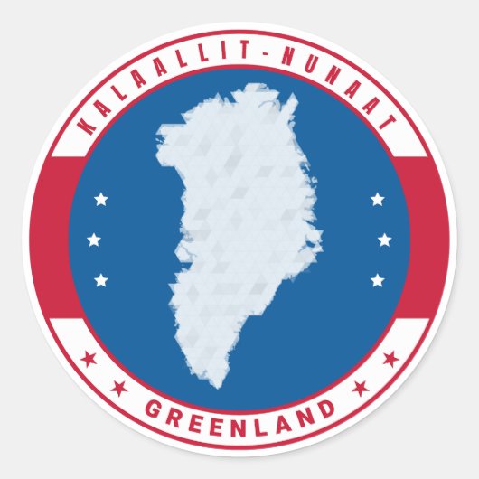 Ronde Embleem Rood Groenland Kaart Kalaallit Nunaa Ronde Sticker (Voorkant)