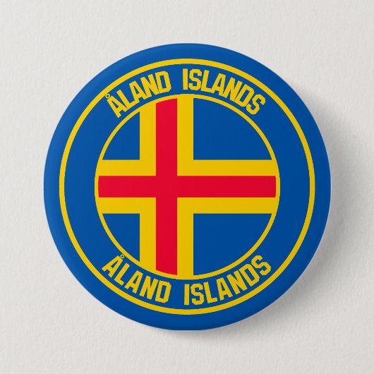 Ronde Emblem van de Åland-eilanden Button 7,6 Cm (Voorkant)