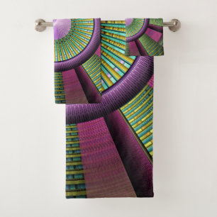 Ronde en kleurrijke moderne, decoratieve fractale bad handdoek