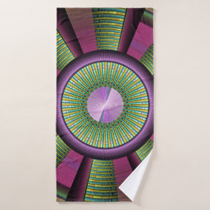 Ronde en kleurrijke moderne, decoratieve fractale badhanddoek