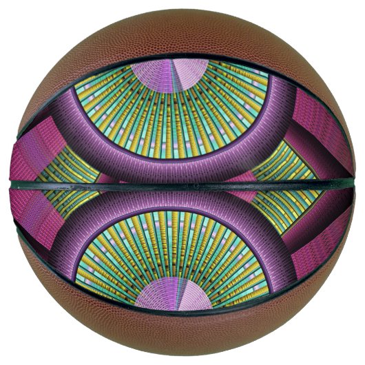 Ronde en kleurrijke moderne, decoratieve fractale  basketbal (Voorkant)