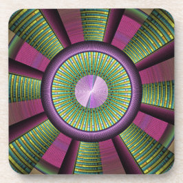 Ronde en kleurrijke moderne, decoratieve fractale  bier onderzetter