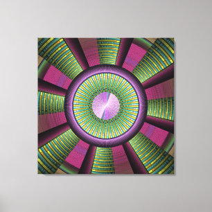 Ronde en kleurrijke moderne, decoratieve fractale canvas afdruk