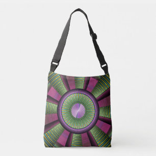 Ronde en kleurrijke moderne, decoratieve fractale crossbody tas