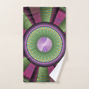Ronde en kleurrijke moderne, decoratieve fractale handdoek