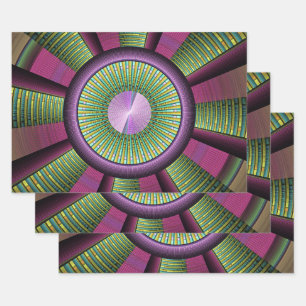 Ronde en kleurrijke moderne, decoratieve fractale inpakpapier vel