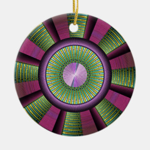 Ronde en kleurrijke moderne, decoratieve fractale  keramisch ornament