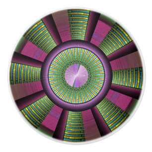 Ronde en kleurrijke moderne, decoratieve fractale  keramische knop