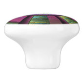 Ronde en kleurrijke moderne, decoratieve fractale  keramische knop (Zijkant)