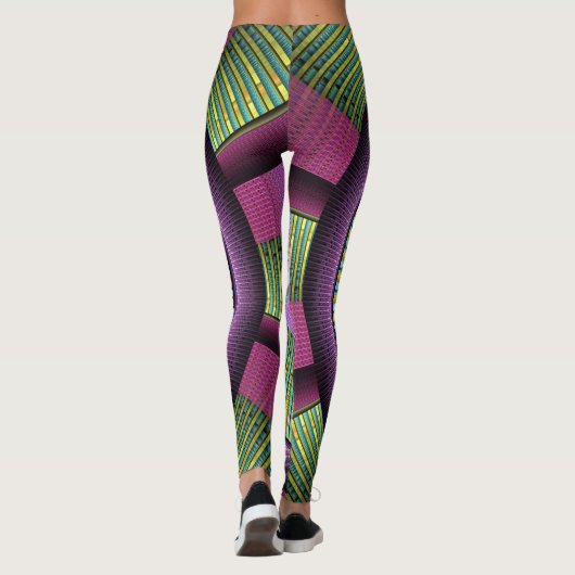 Ronde en kleurrijke moderne, decoratieve fractale  leggings (Achterkant)