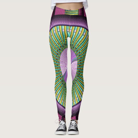 Ronde en kleurrijke moderne, decoratieve fractale  leggings (Voorkant)