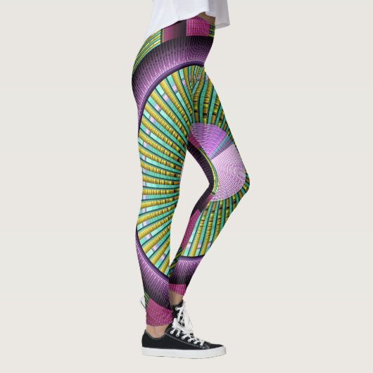 Ronde en kleurrijke moderne, decoratieve fractale  leggings (Rechts)