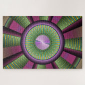 Ronde en kleurrijke moderne, decoratieve fractale legpuzzel (Horizontaal)