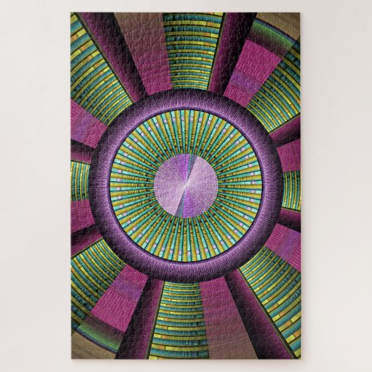 Ronde en kleurrijke moderne, decoratieve fractale legpuzzel (Verticaal)