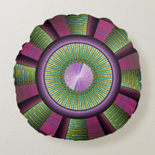 Ronde en kleurrijke moderne, decoratieve fractale  rond kussen