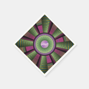 Ronde en kleurrijke moderne, decoratieve fractale servetten