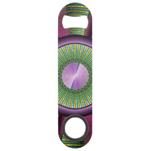 Ronde en kleurrijke moderne, decoratieve fractale  speed flessenopener
