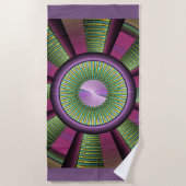 Ronde en kleurrijke moderne, decoratieve fractale  strandlaken (Voorkant)