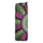 Ronde en kleurrijke moderne, decoratieve fractale  thermosbeker (Gedraaid links)