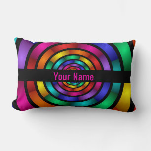 Ronde en Psychedelic Colorful Modern Art Name Kussen