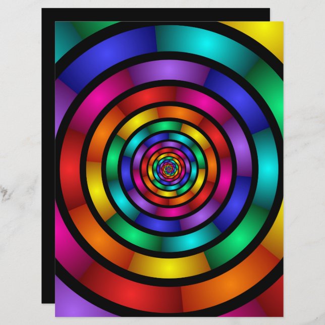 Ronde en Psychedelic Colorful Modern Fractal Art (Voorkant / Achterkant)