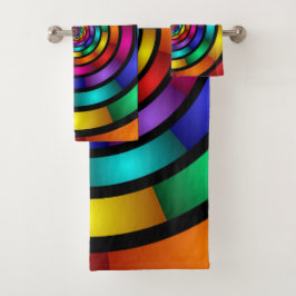Ronde en Psychedelic Colorful Modern Fractal Art Bad Handdoek