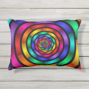Ronde en Psychedelic Colorful Modern Fractal Art Buitenkussen