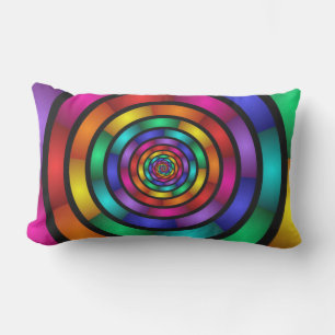 Ronde en Psychedelic Colorful Modern Fractal Art Buitenkussen