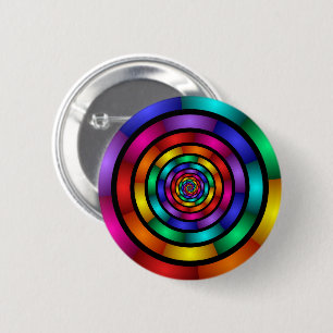 Ronde en Psychedelic Colorful Modern Fractal Art Button 5,7 Cm