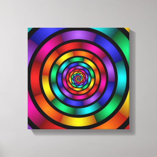 Ronde en Psychedelic Colorful Modern Fractal Art Canvas Afdruk (Voorkant)