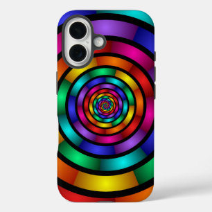 Ronde en Psychedelic Colorful Modern Fractal Art iPhone 16 Hoesje